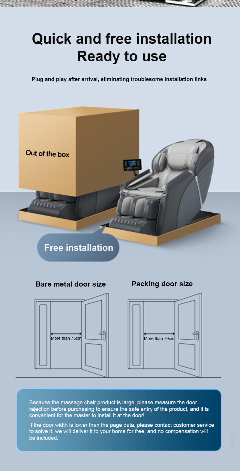 3D Whole Body AI Voice Control Massage Chair 10 installation and package