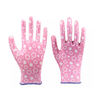 Full Flower Printing 13 gauge Polyester Shell Pu Coated Safety Work Gloves