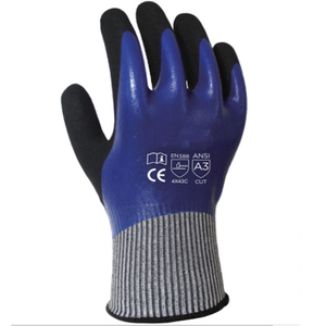 Glass Cutting HPPE and Glass Fiber Safety Work Gloves with Nitrile Coating